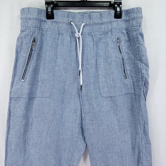 Athleta Cabo Linen Jogger Size 8 Pants Elastic Waist Drawstring Zip Pockets - Picture 3 of 13